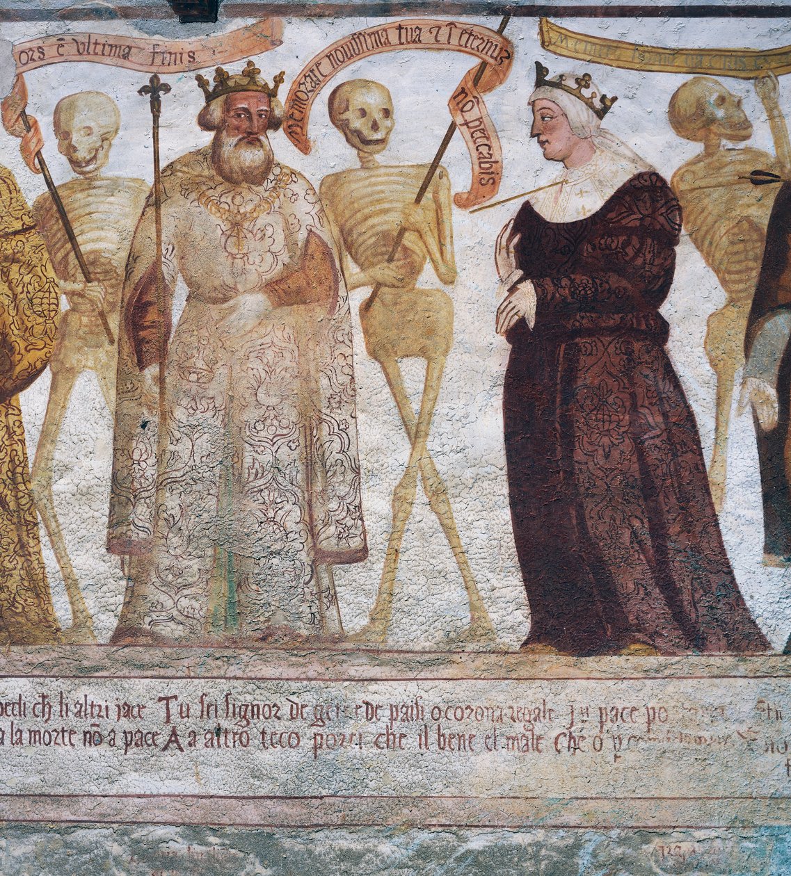 La Muerte con el Rey y la Reina, (detalle) de La Danza de la Muerte de Simone II Baschenis