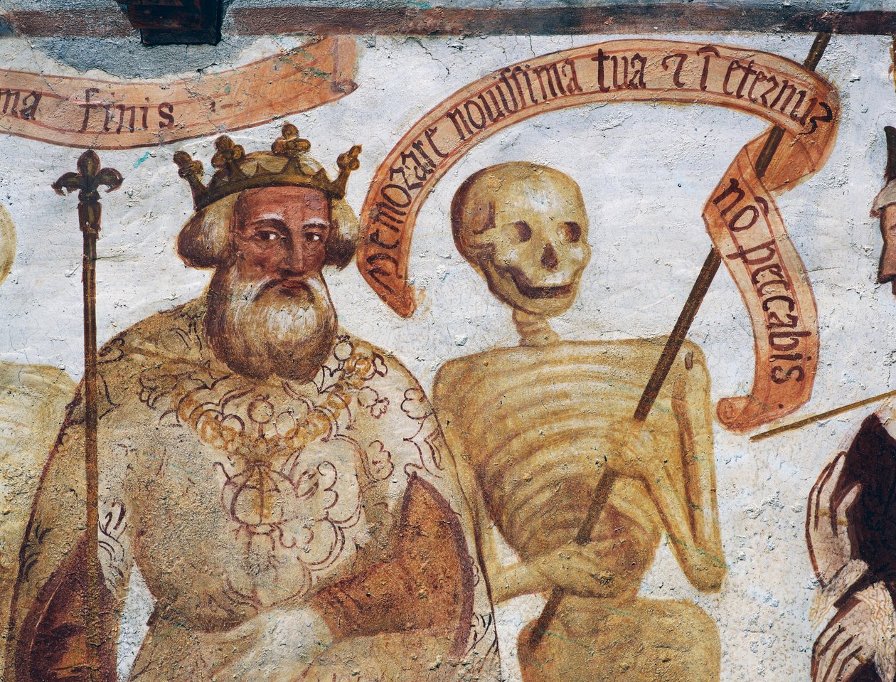 La muerte con el rey (detalle) de Simone II Baschenis