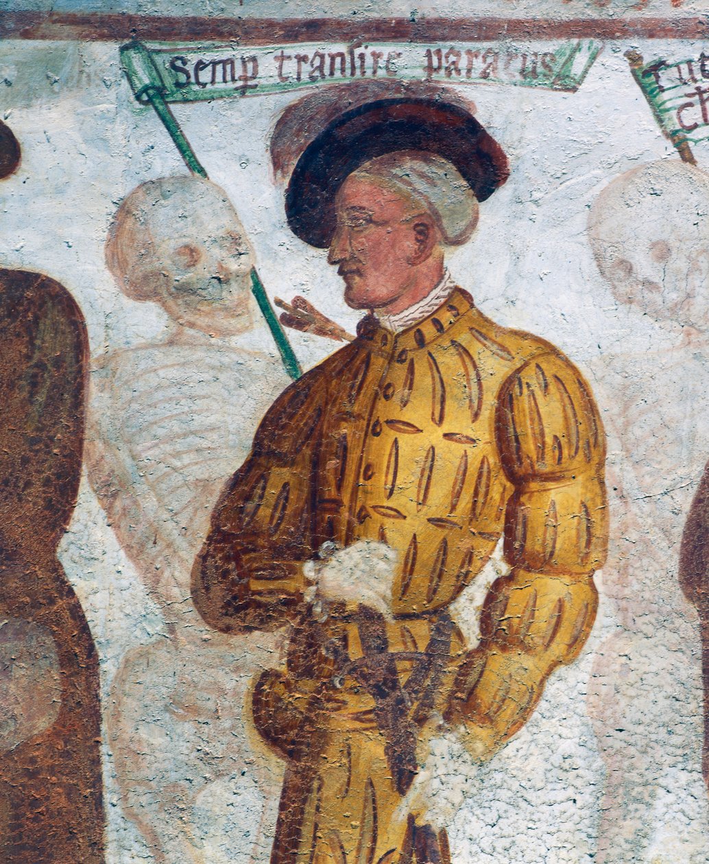 La muerte con el joven, detalle de La Danza de la Muerte de Simone II Baschenis