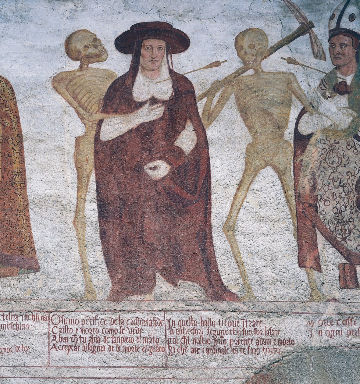 El Cardenal y la Muerte (detalle de La Danza de la Muerte) de Simone II Baschenis