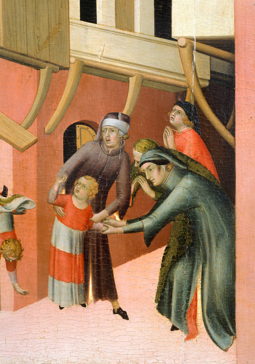 Retablo titulado Beato Agostino Novello e historias de su vida, de Simone Martini (1283-1344), óleo sobre lienzo, 200x256 cm, detalle, ca. 1330 de Simone Martini