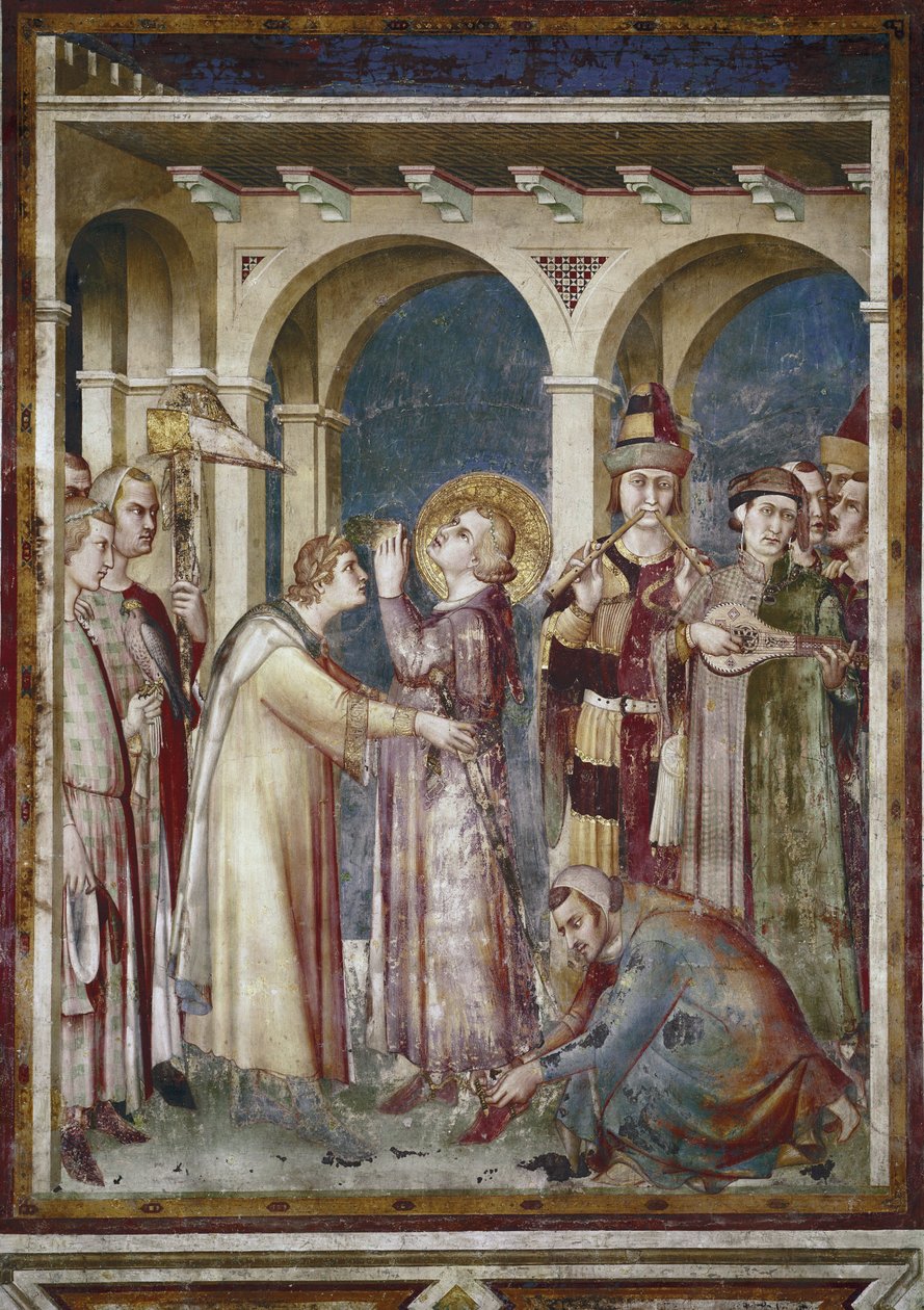 Fresco de la vida de San Martín. San Martín es un caballero, detalle de Simone Martini