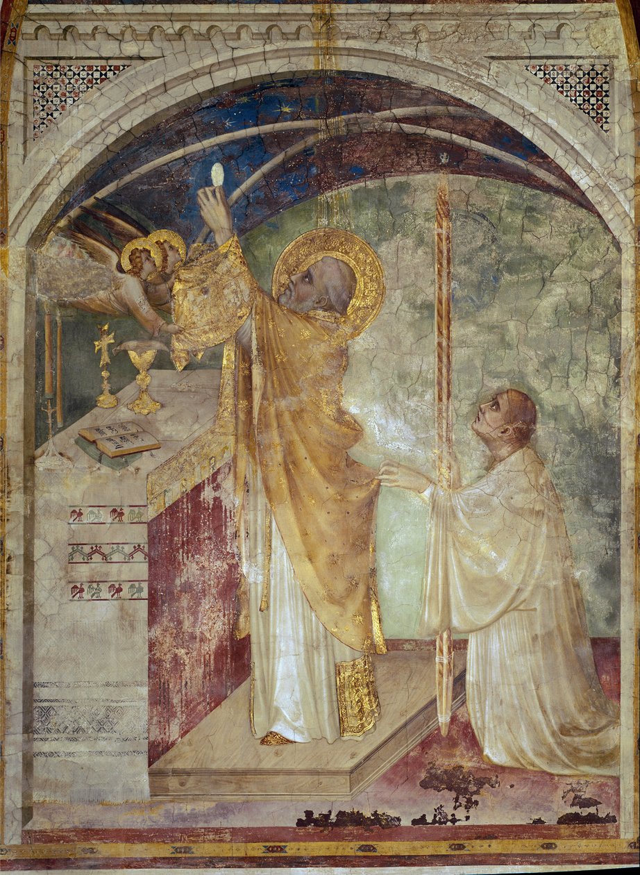 Fresco de la vida de San Martín. La misa milagrosa de San Martín de Tours de Simone Martini