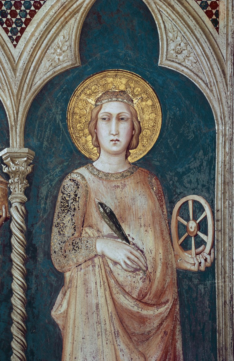 Santa Catalina de Alejandría - Fresco de Simone Martini - Basílica de San Francisco de Asís, capilla de San Martín, Asís de Simone Martini