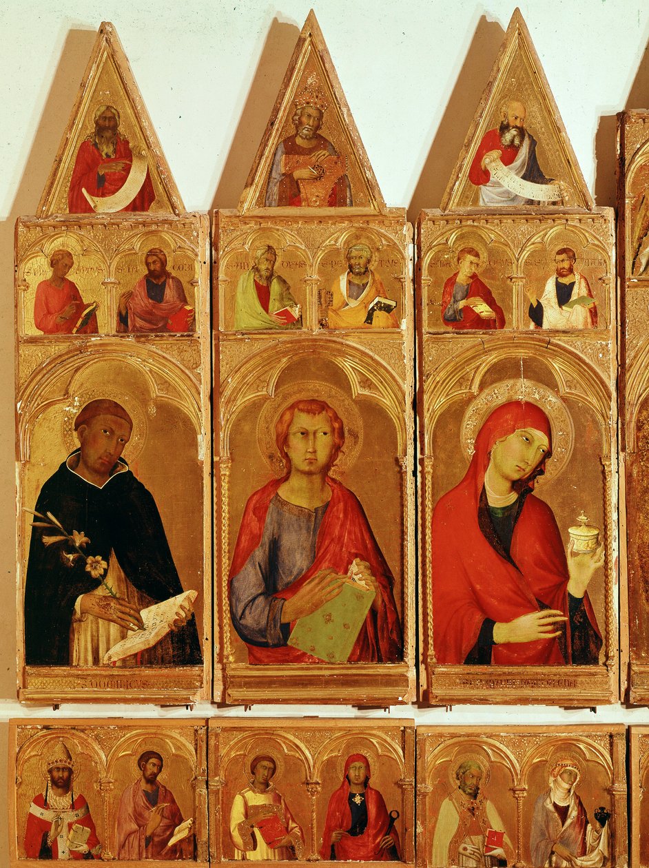 San Domingo, San Juan Evangelista, Santa María Magdalena (detalle) de Simone Martini