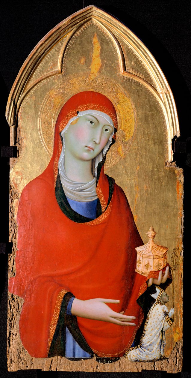 La Magdalena, detalle del Retablo de Santo Domingo, de Simone Martini (1283-1344), temple y oro sobre tabla de madera de Simone Martini
