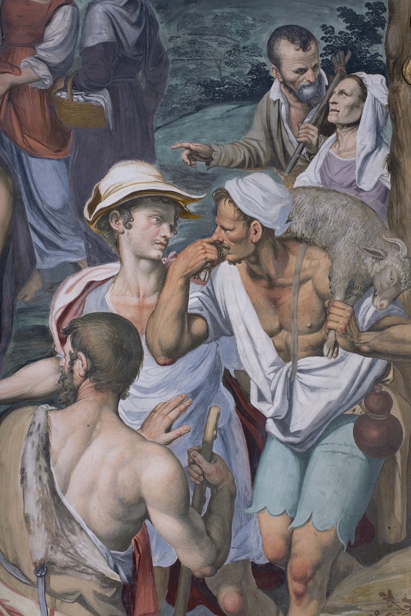 Adoración de los Pastores, 1578-82 (detalle) de Simone Veneziano Peterzano