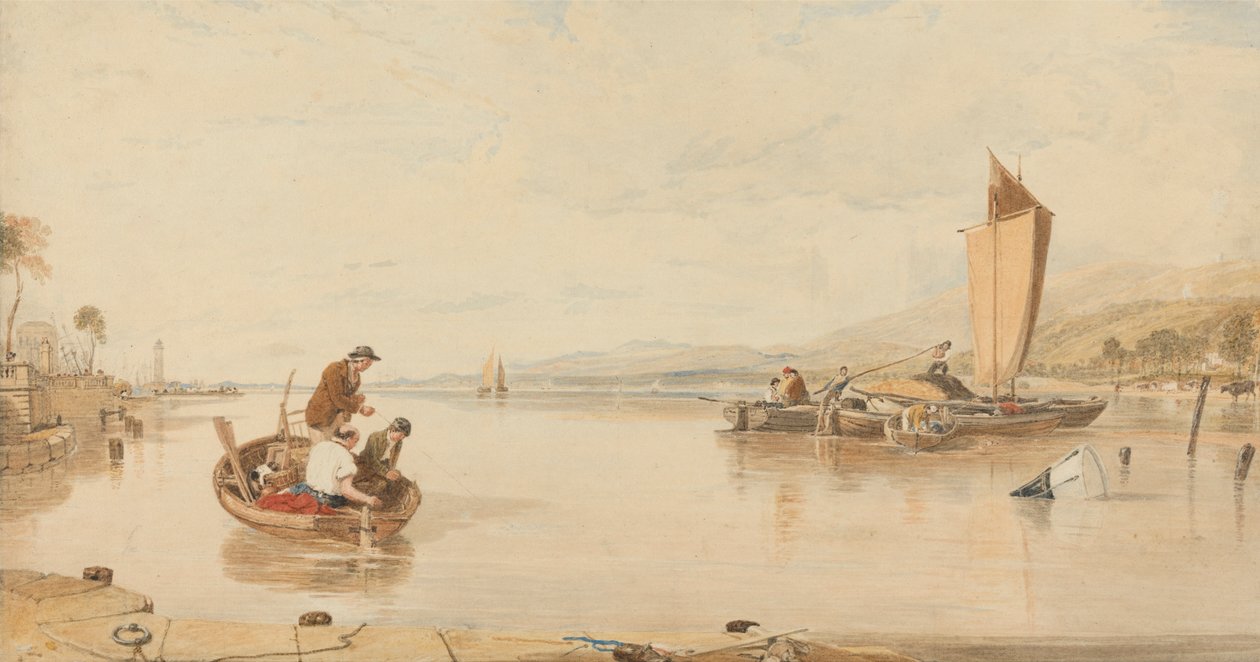 Calma total: Barcos frente al castillo de Cowes de Sir Augustus Wall Callcott