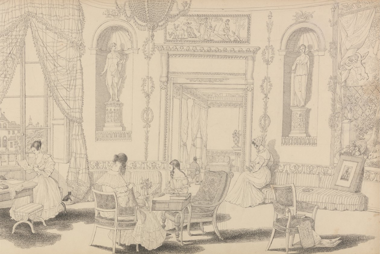 Álbum de 30 vistas en el Tirol e Italia: Boudoir Circular en Casino Pecori 10 Oct.er 1841 de Sir Charles D