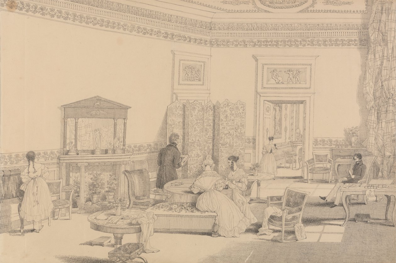 Álbum de 30 vistas del Tirol e Italia: Salón, Casino Pecori 12 de octubre de 1841 de Sir Charles D
