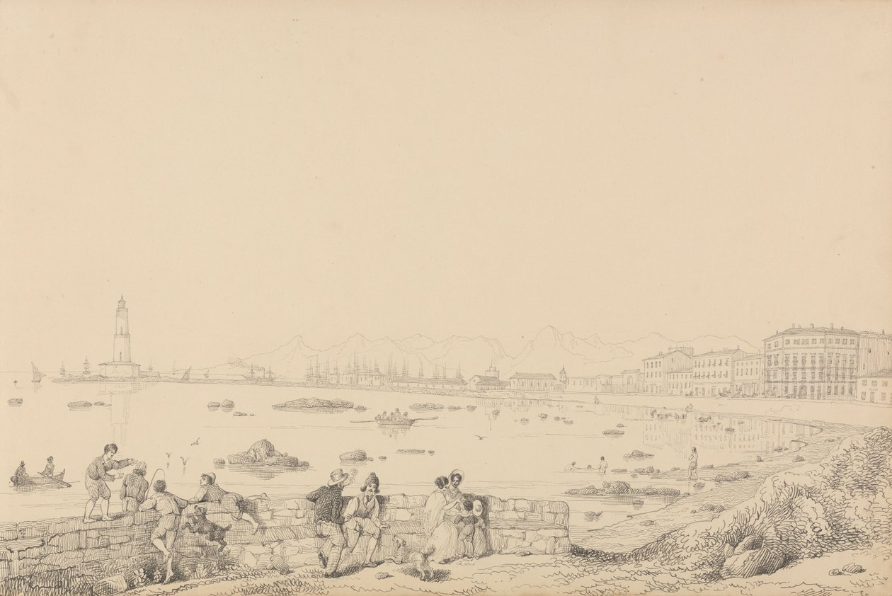 Álbum de 30 Vistas en el Tirol e Italia: Leghorn, Villa Caprille - Vista general 1er. Sept.er 1841 de Sir Charles D