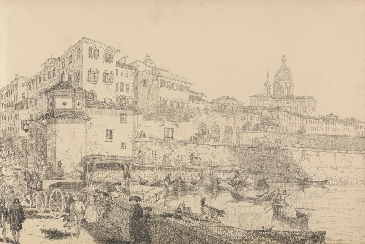 Álbum de 30 vistas del Tirol e Italia: Vista del Casino Pecori en el Lung Arno, Residencia de Sir Charles D