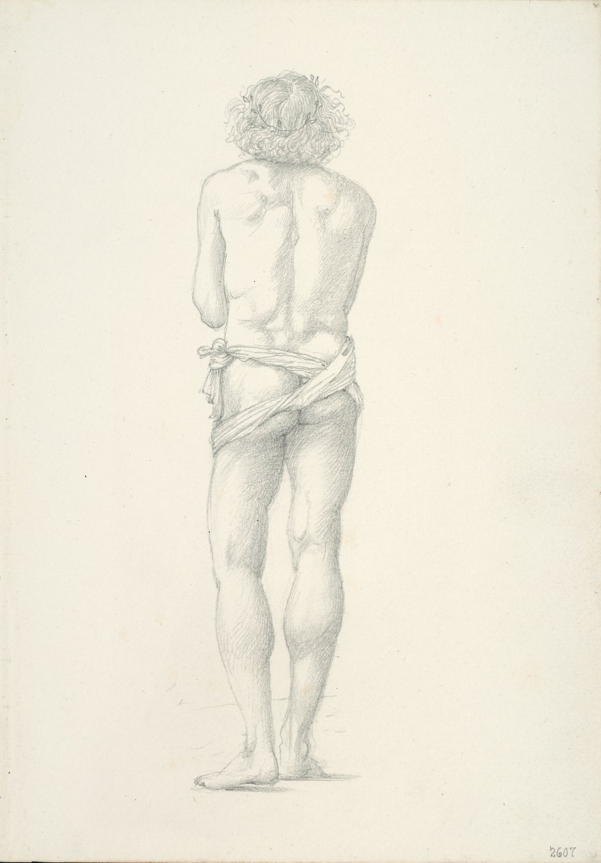 Vista trasera de un desnudo masculino de pie de Sir Edward Burne Jones