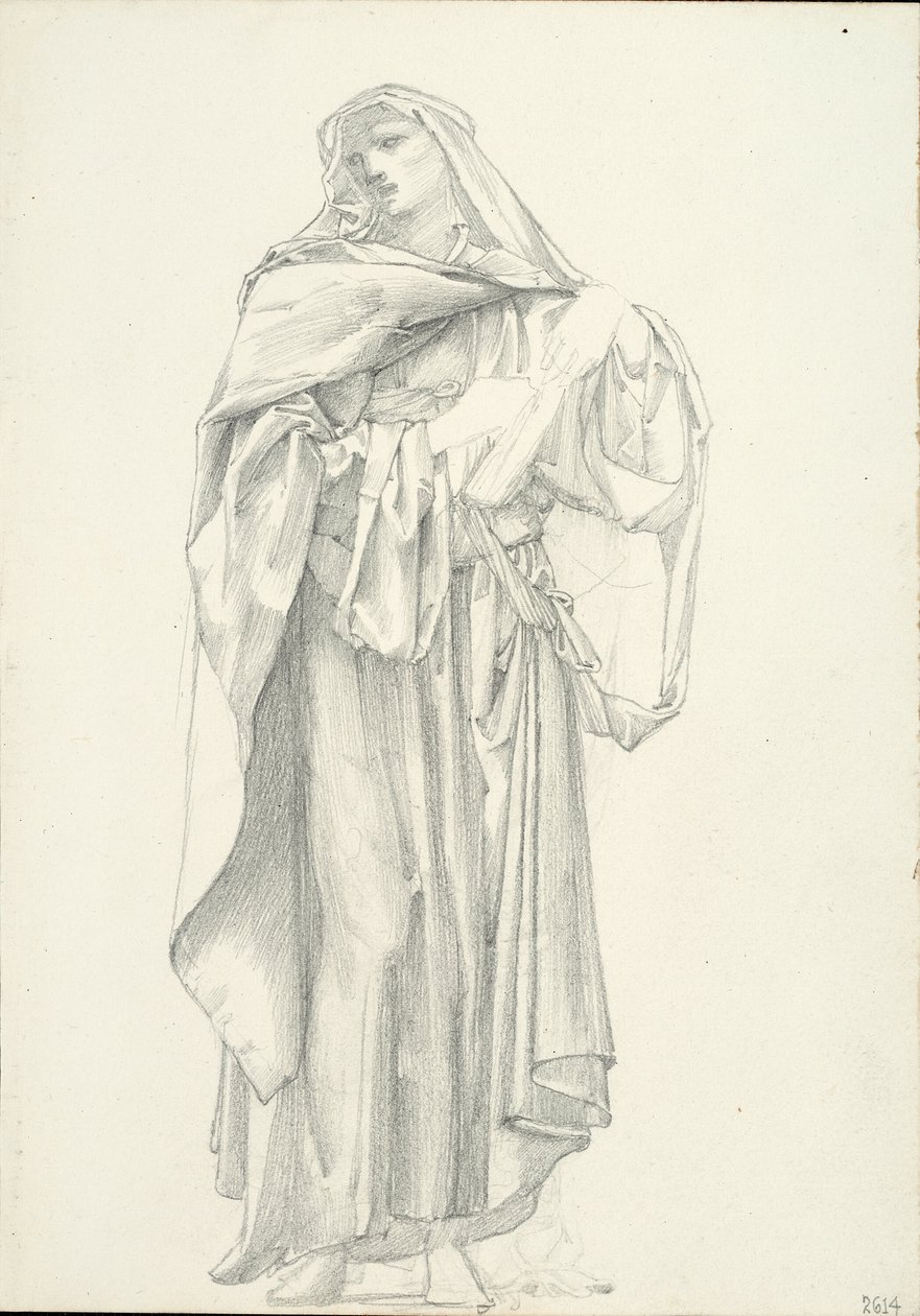 Figura Masculina Drapada (cuaderno de bocetos #2614) de Sir Edward Burne Jones