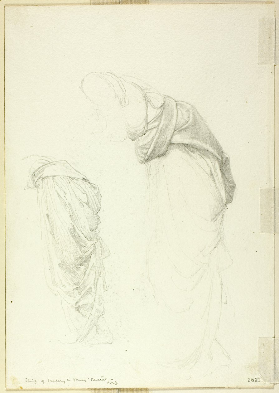 Drapery, dos estudios para El espejo de Venus de Sir Edward Burne Jones