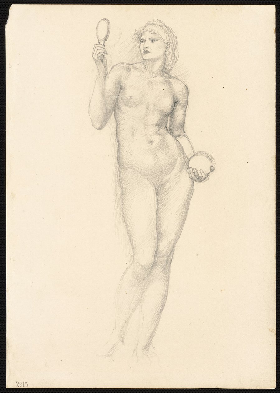 Figura Femenina Desnuda con Espejo en la Mano Derecha de Sir Edward Burne Jones