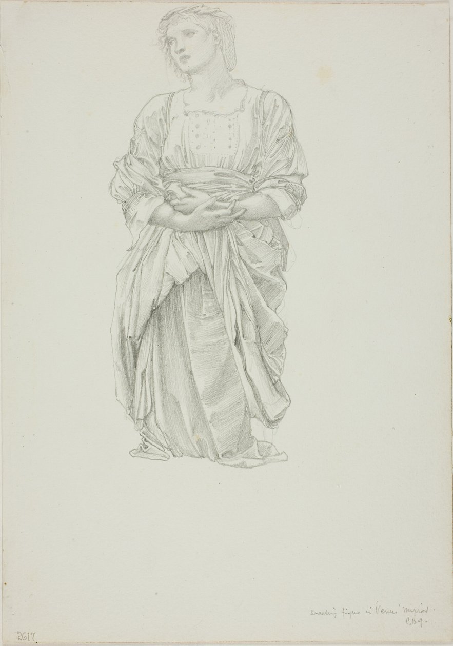 Estudio para "El espejo de Venus": Figura femenina arrodillada de Sir Edward Burne Jones