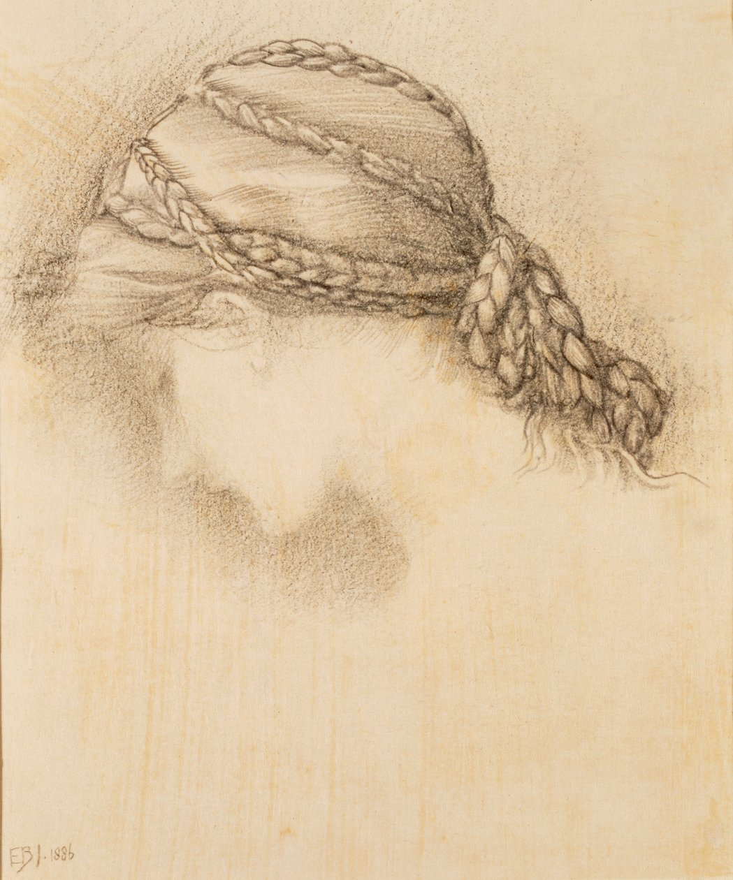 Cabeza de mujer, (detalle) de un cuaderno de bocetos, 1886 de Sir Edward Burne Jones