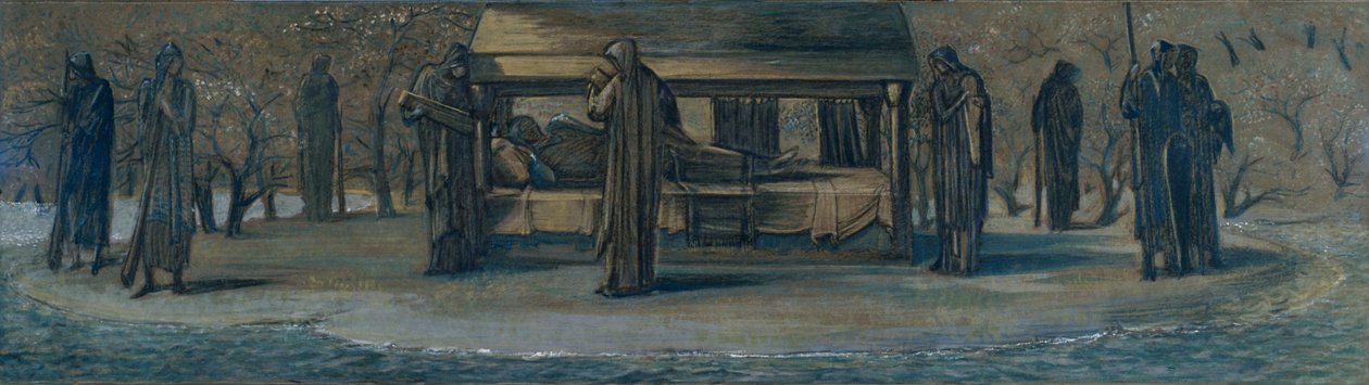 Rey Arturo en Avalon, Estudio, 1890 de Sir Edward Coley Burne Jones