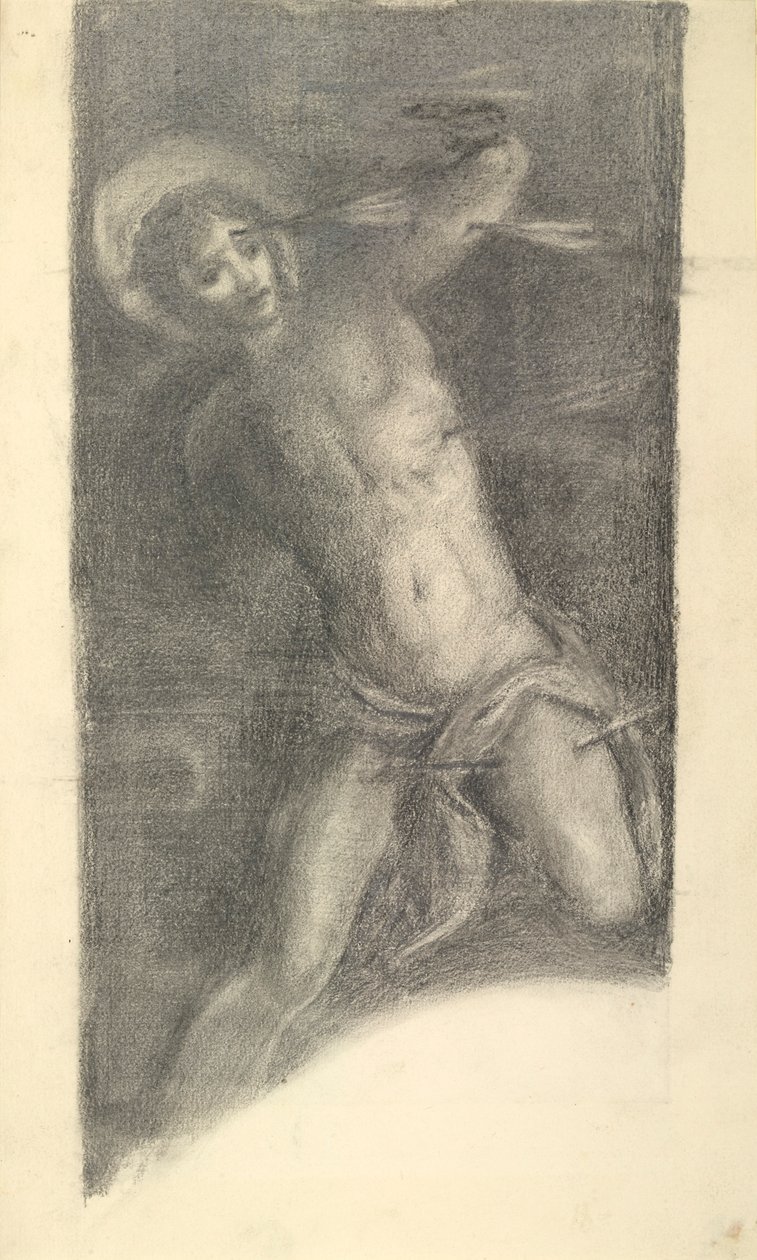Estudio del San Sebastián de Tintoretto en la Scuola Grande di San Rocco de Sir Edward Coley Burne Jones