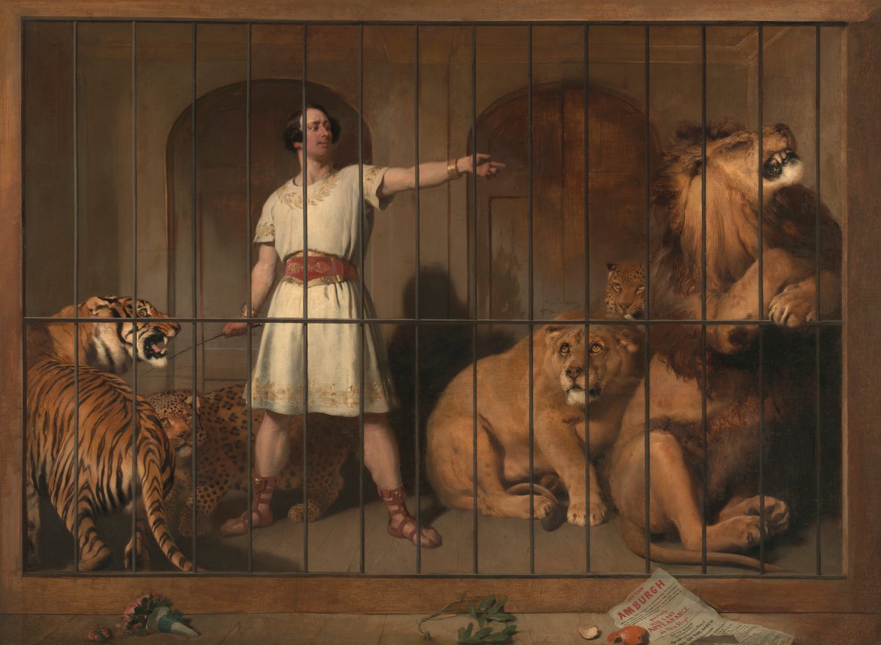 Retrato del Sr. Van Amburgh, tal como apareció con sus animales en los teatros de Londres de Sir Edwin Henry Landseer