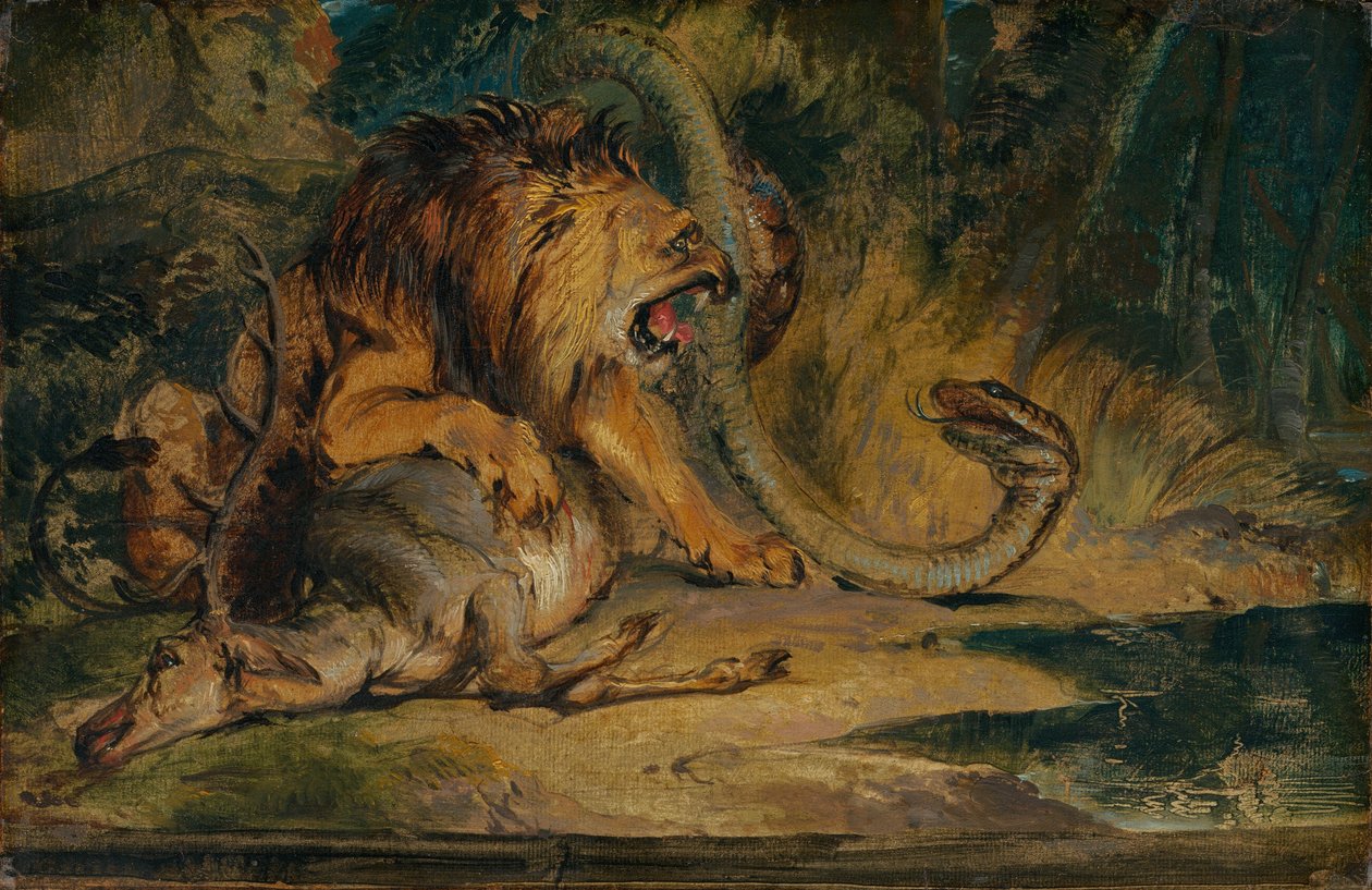 León Defendiendo su Presa de Sir Edwin Landseer
