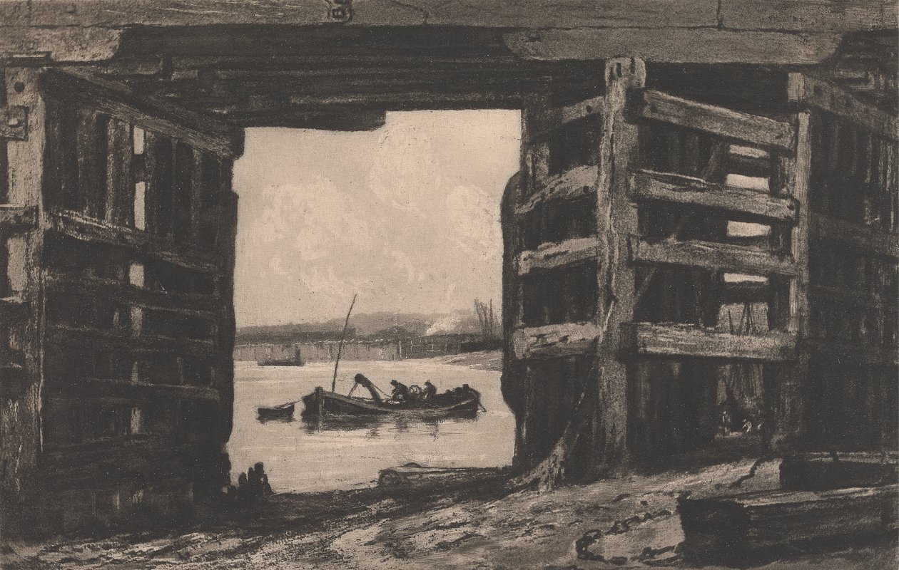 Un tramo del viejo puente de Battersea de Sir Frank Short