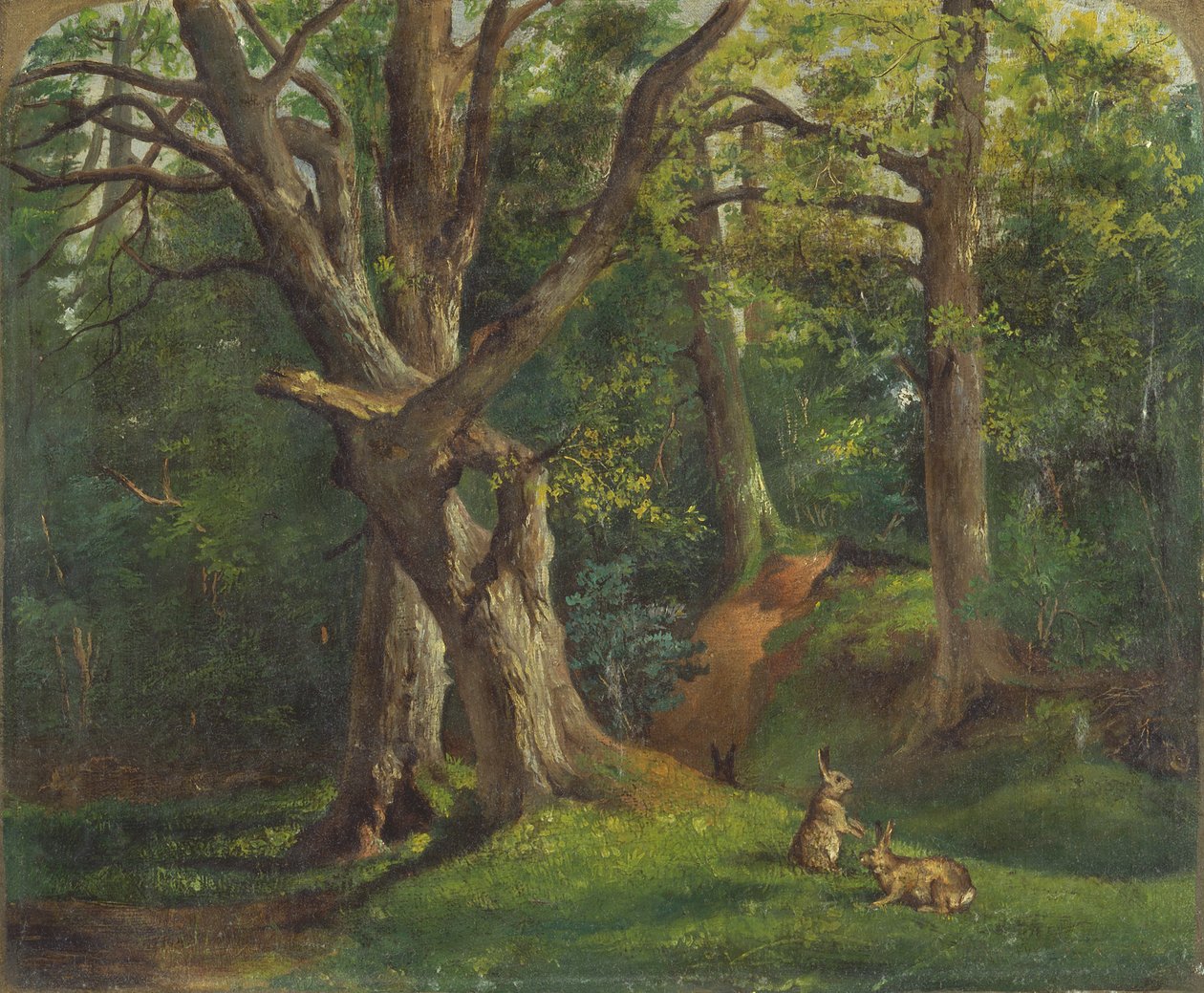 Escena de bosque con conejos de Sir Hubert von Herkomer