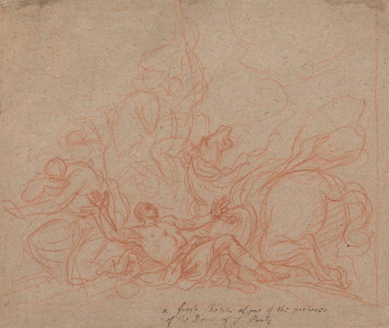 Boceto de "La conversión de San Pablo" para la cúpula de la catedral de San Pablo de Sir James Thornhill