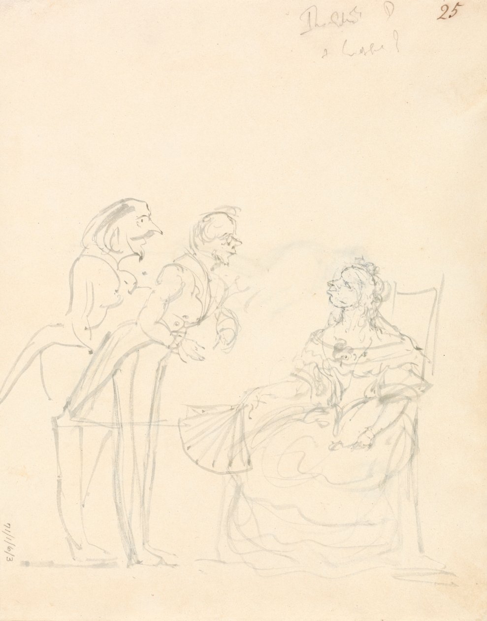 Dos caballeros hablan con una dama sentada de Sir John Everett Millais