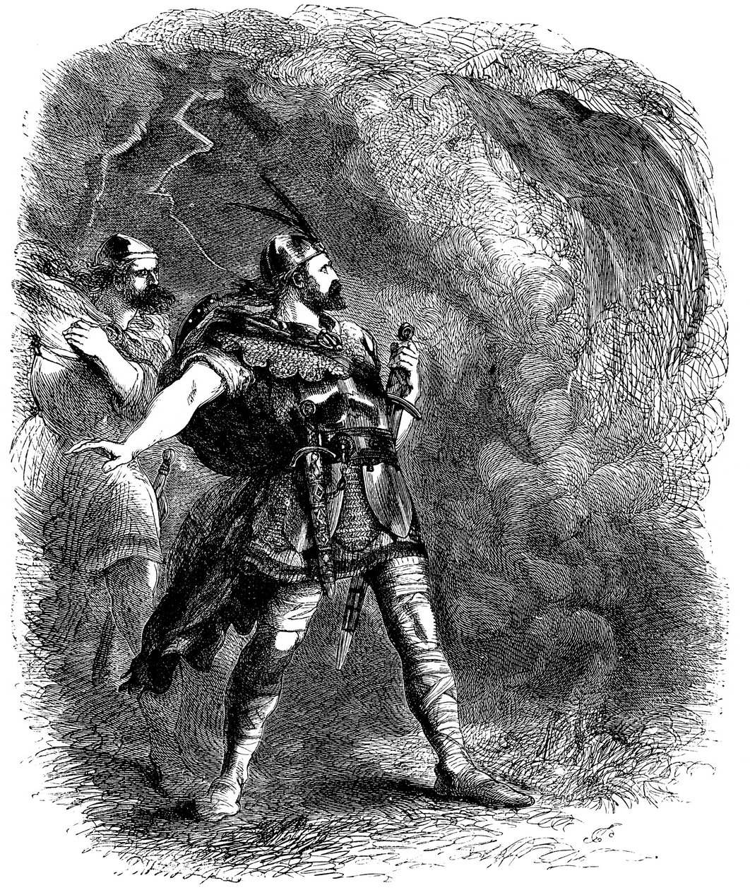Macbeth y Banquo encontrándose con las tres brujas, 1858 de Sir John Gilbert