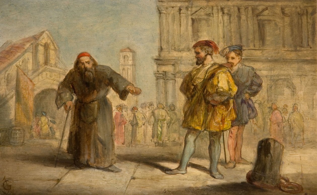 Escena de El Mercader de Venecia de Shakespeare de Sir John Gilbert