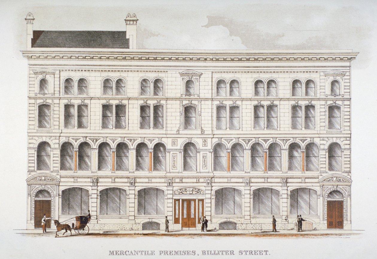 Vista de locales comerciales, Billiter Street, Ciudad de Londres, 1875 de Sir Joseph Causton and Sons