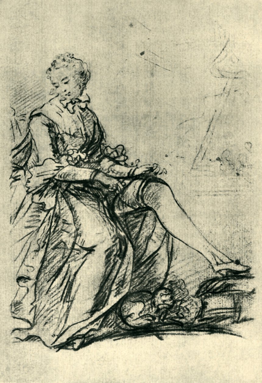 Mujer poniéndose las medias, mediados-finales del siglo XVIII, 1943 de Joshua Reynolds
