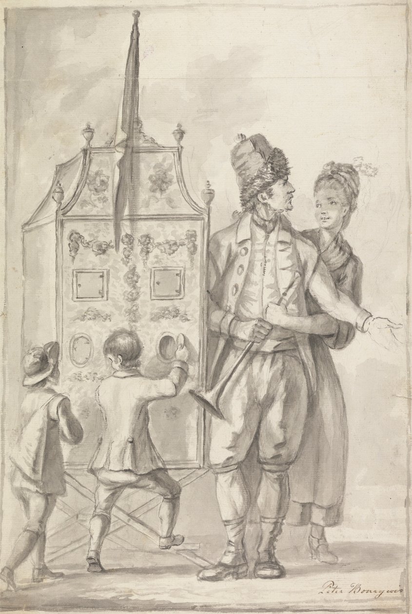 Estudio de un Peep Show con dos asistentes y dos niños de Sir Peter Francis Bourgeois