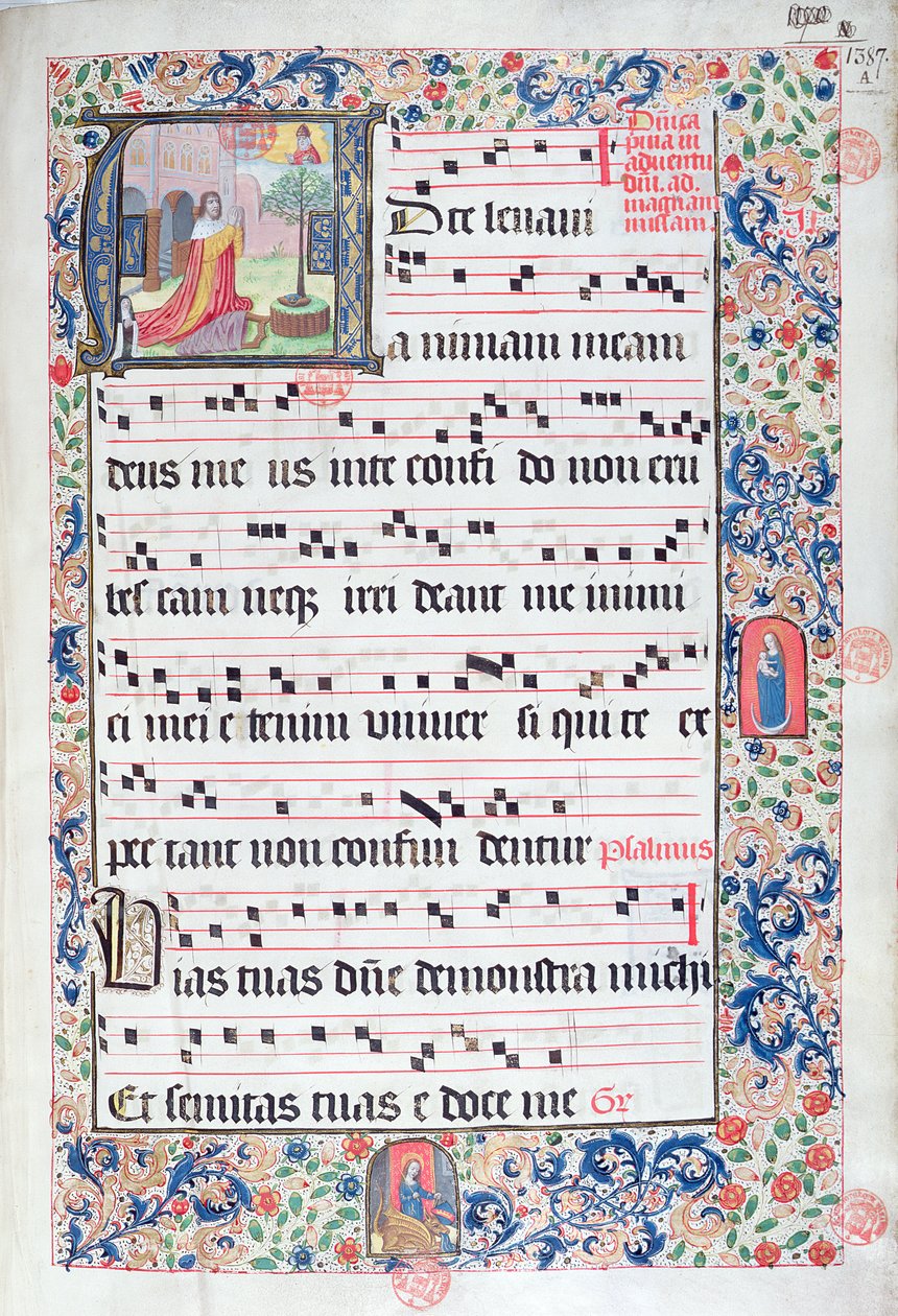 Ms 432 Temporal usado por las Hermanas de la Congregación de las Carmelitas de Brujas, escrito por la Hermana Margarita Bruynewe, 1505 de Sister Cornelia Wulfekkercke