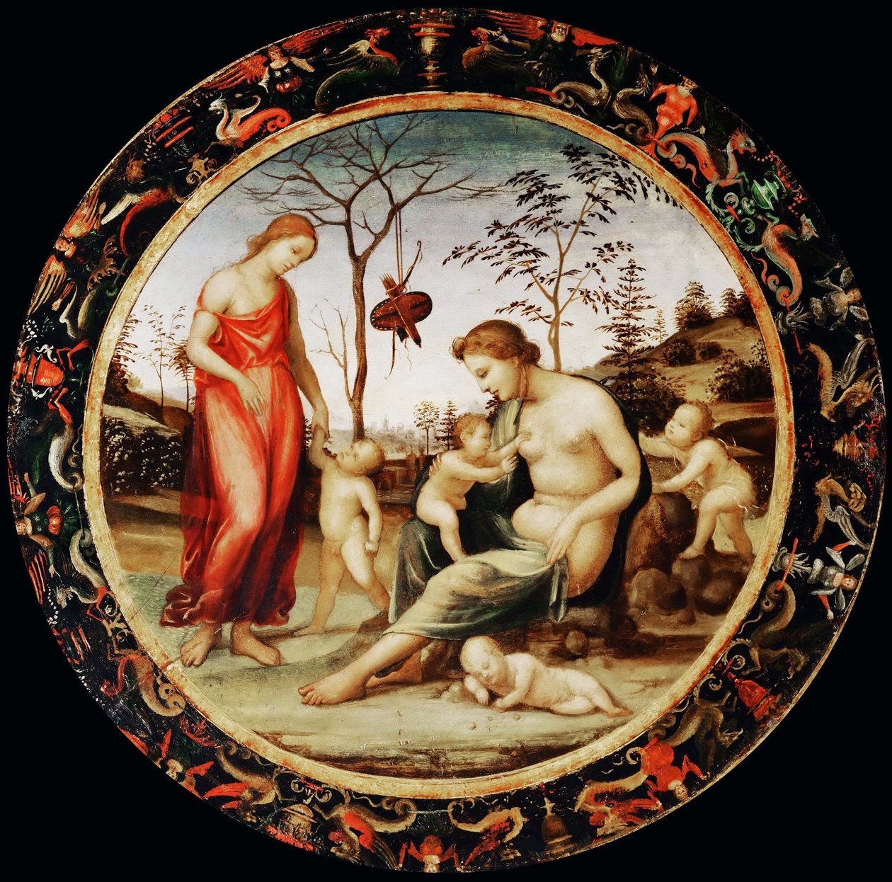 Alegoría del Amor Venus terrestre con Eros y Venus celeste con Anteros y dos cupidos de Sodoma