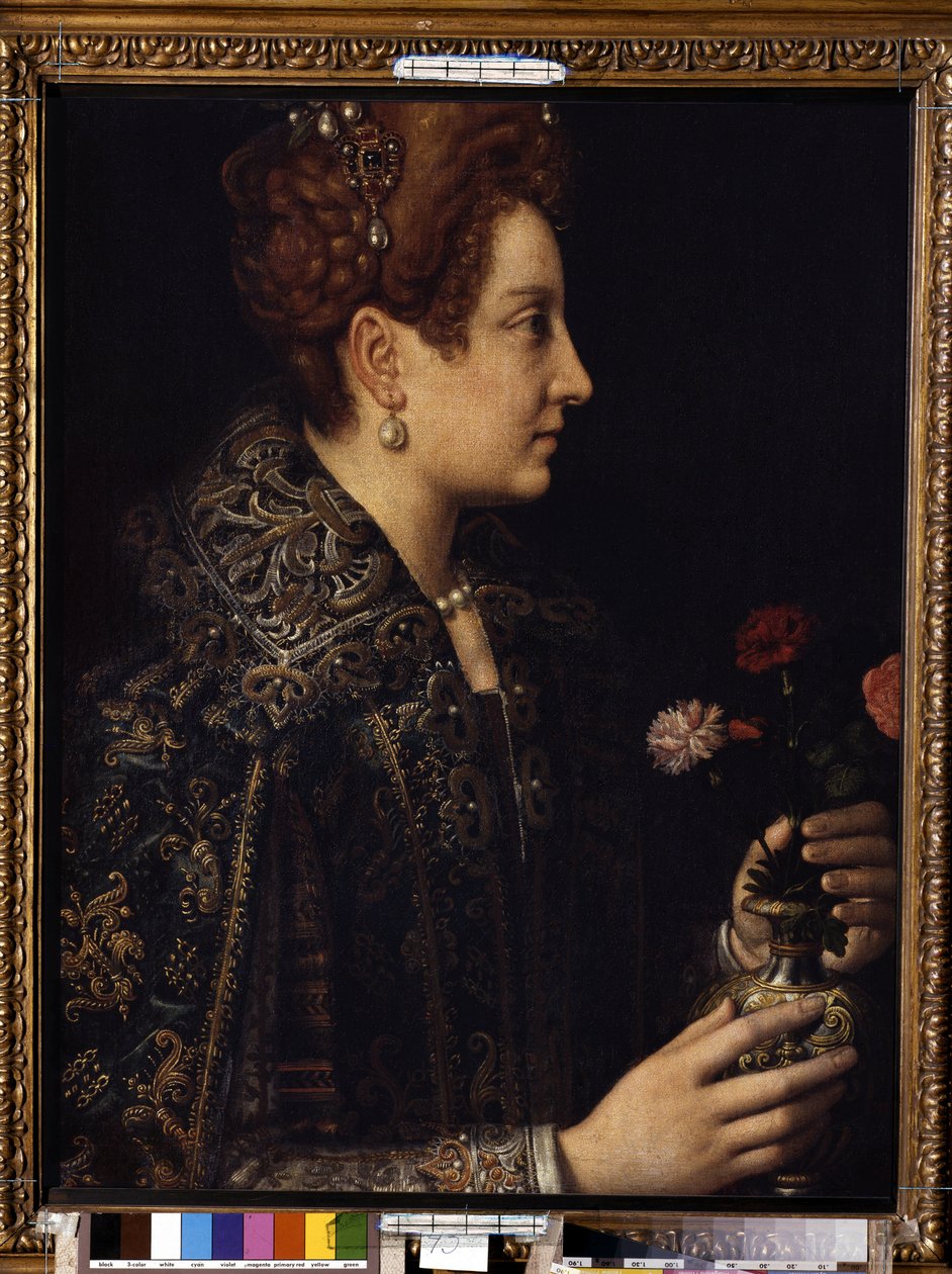 ""Retrato de mujer de perfil"" (Retrato femenino) Pintura de Sofonisba Anguissola (circa 1532-1625) Dim. 68,5x52,5 cm Museo del Hermitage, San Petersburgo de Sofonisba Anguissola
