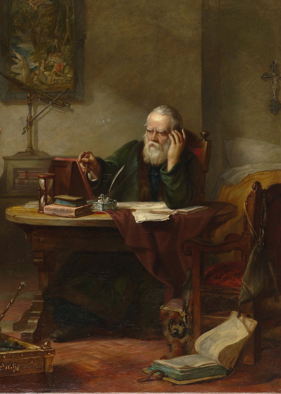 (detalle) John Milton visitando a Galileo Galilei cuando era prisionero de la Inquisición de Solomon Alexander Hart