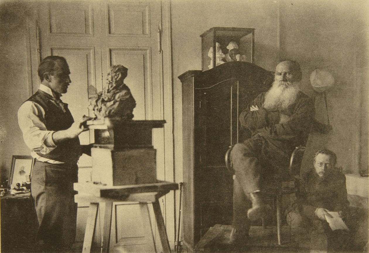 León Tolstói y el escultor Príncipe Paolo Troubetzkoy de Sophia Andreevna Tolstaya