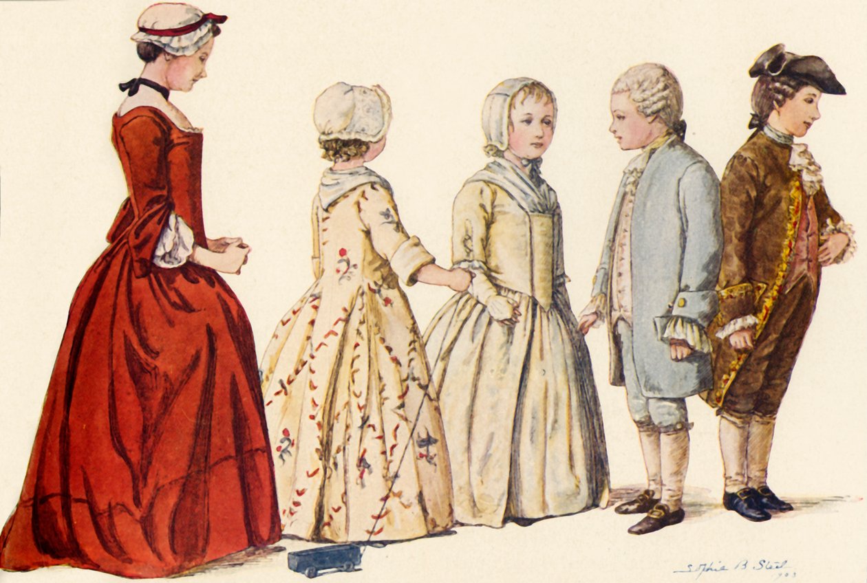 Atuendo infantil durante los reinados de la Reina Ana, Jorge I, II y III de Sophie B. Steel
