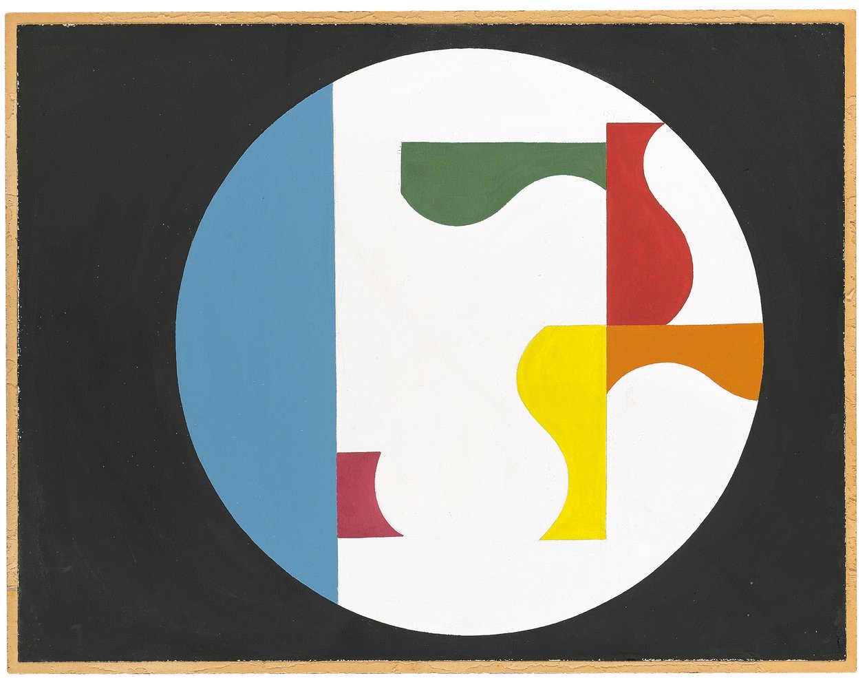 Composición en un círculo blanco sobre fondo negro de Sophie Taeuber Arp