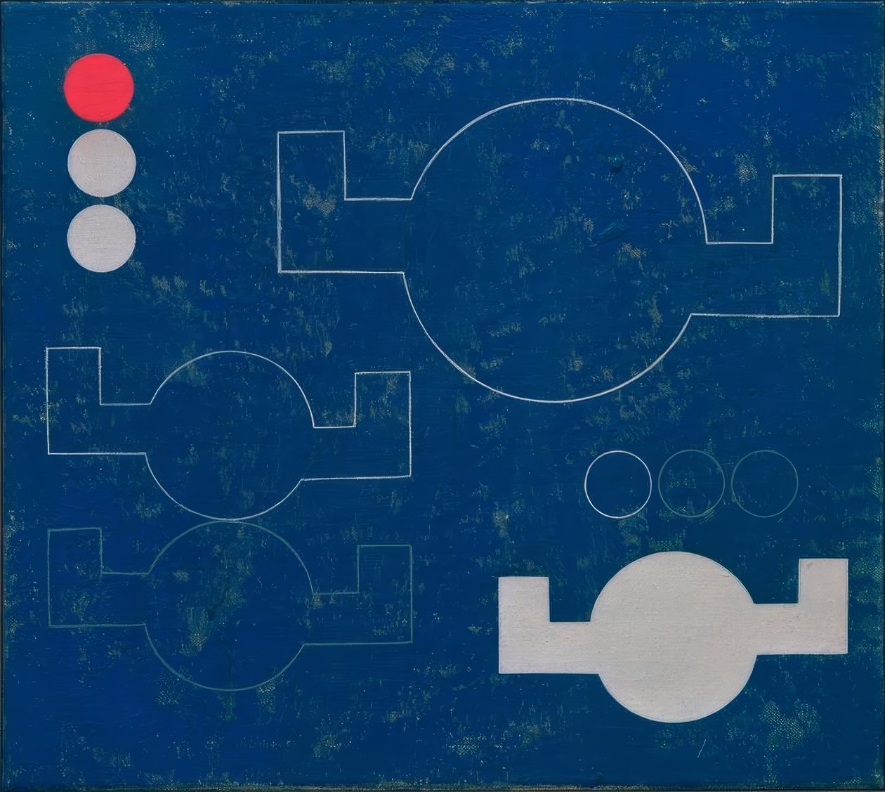 Composición con círculos y brazos angulares en líneas y planos de Sophie Taeuber Arp
