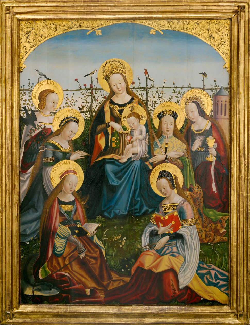 Tríptico de la Virgen y el Niño con santos (panel central) de South German School