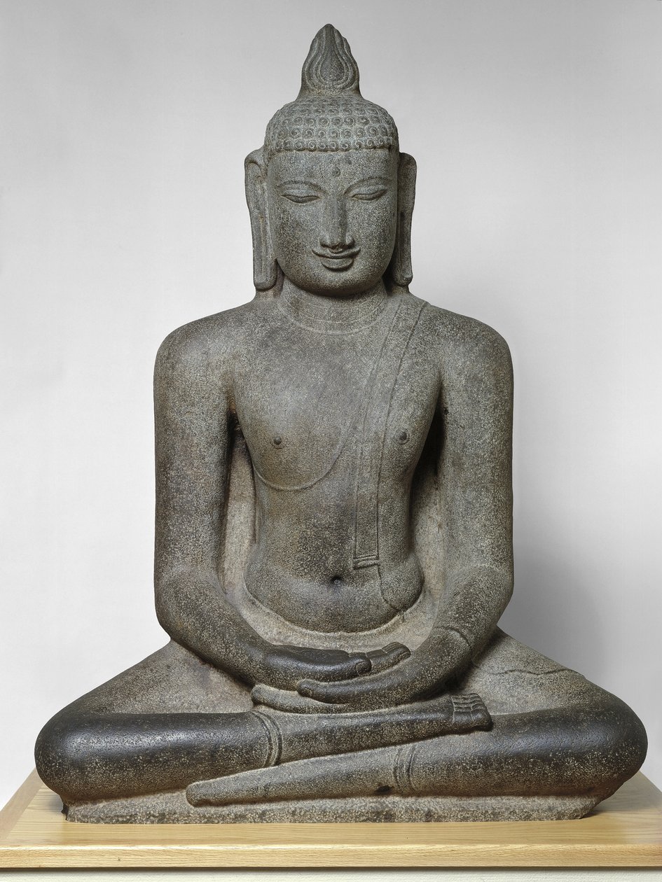 Buda Shakyamuni sentado en meditación (Dhyanamudra), período Chola, c. siglo XII de South Indian School