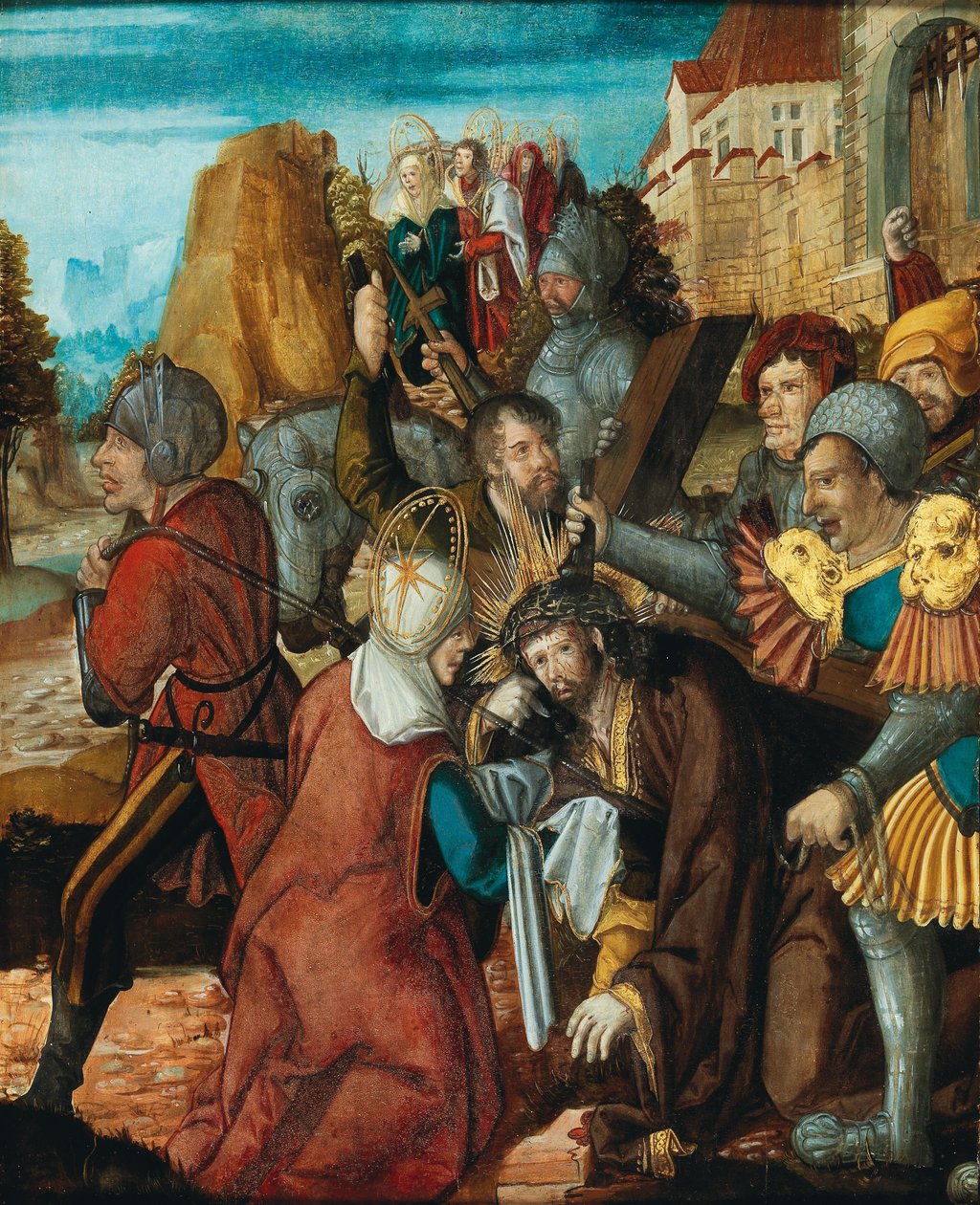 Santa Verónica presentando su velo a Cristo en su camino al Calvario, ca. 1515-1520 de Southwest German master.