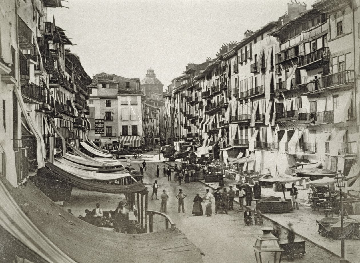 Escena callejera de Barcelona, c.1880s de Spanish Photographer