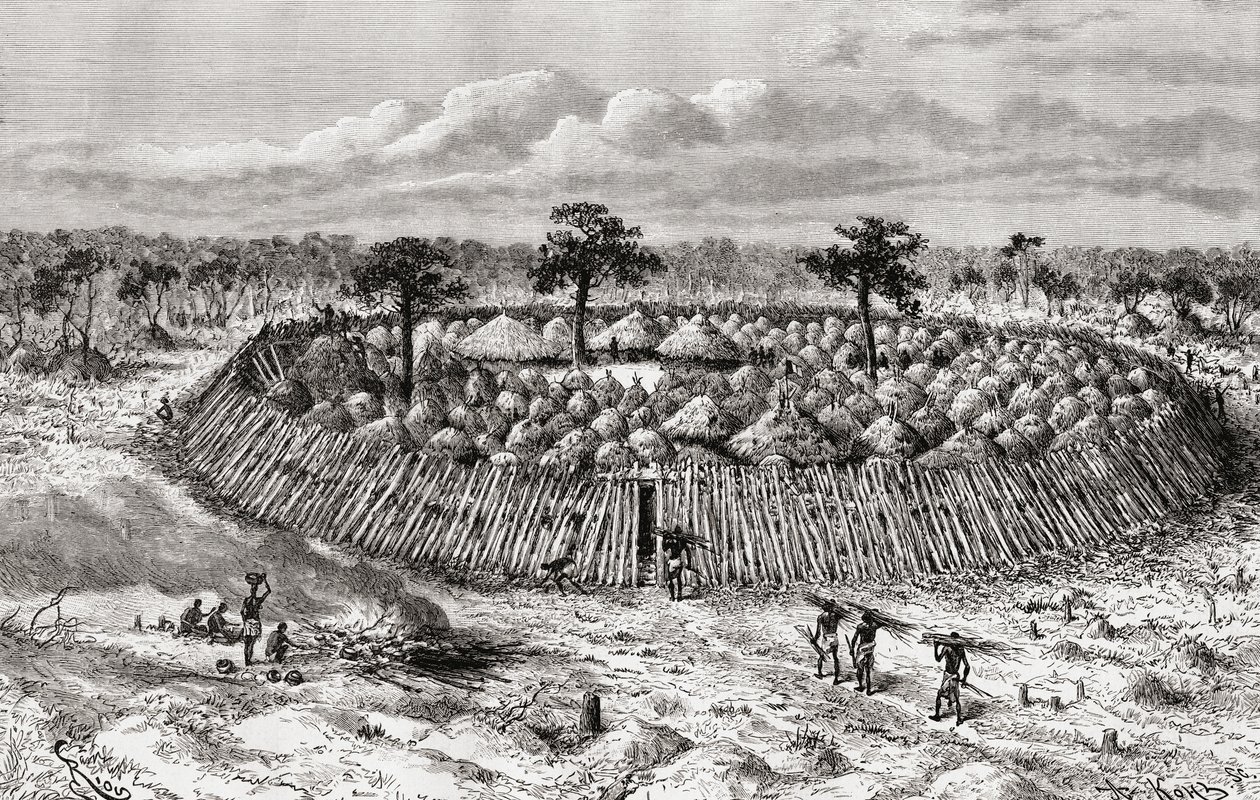 Una aldea congoleña a mediados del siglo XIX, de 
