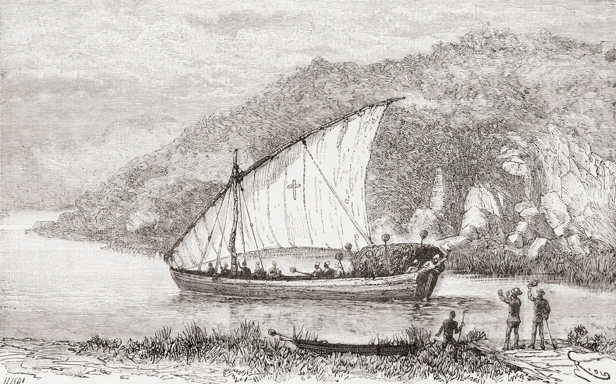 Un dhow en el río Congo en el siglo XIX, de 