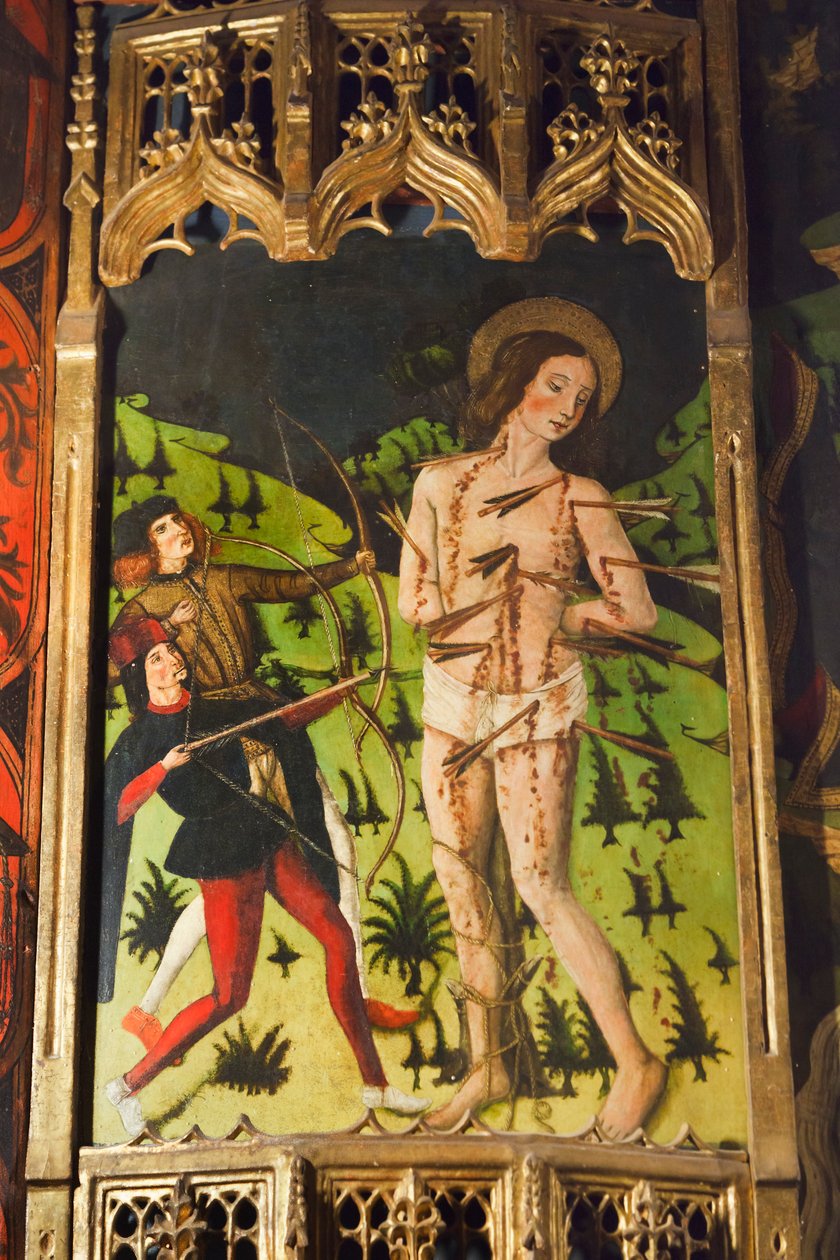 (detalle) Retablo de la escuela castellana mostrando a San Sebastián de Spanish School